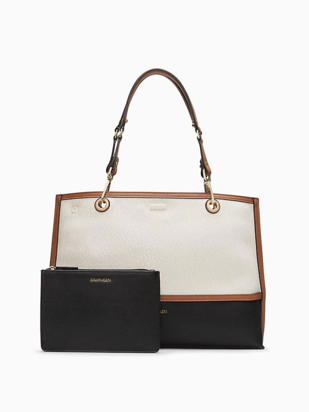 Calvin Klein Colorblock Large Tote Bag Color Block Travel Purse + Zip Pouch - Picture 4 of 16